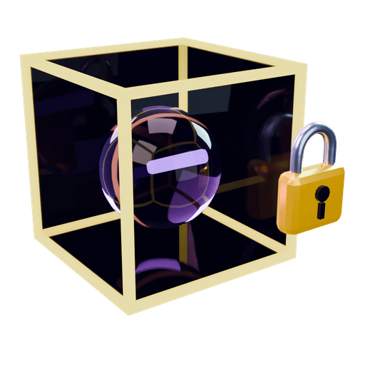 An agent locked in a glass cage with a padlock on its front wall