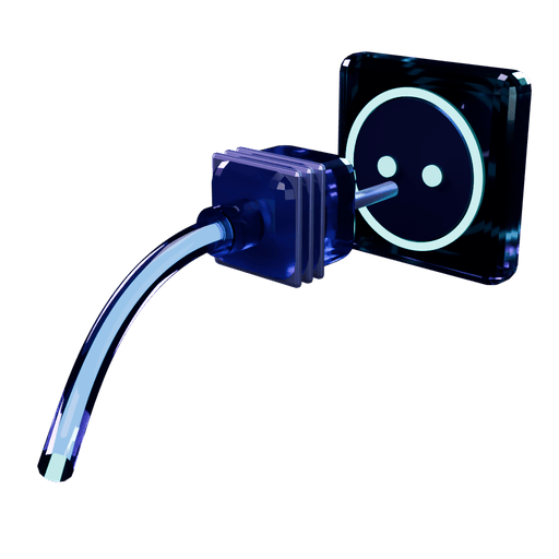 An open standard plug with two pins and its cable, lined up with a matching socket